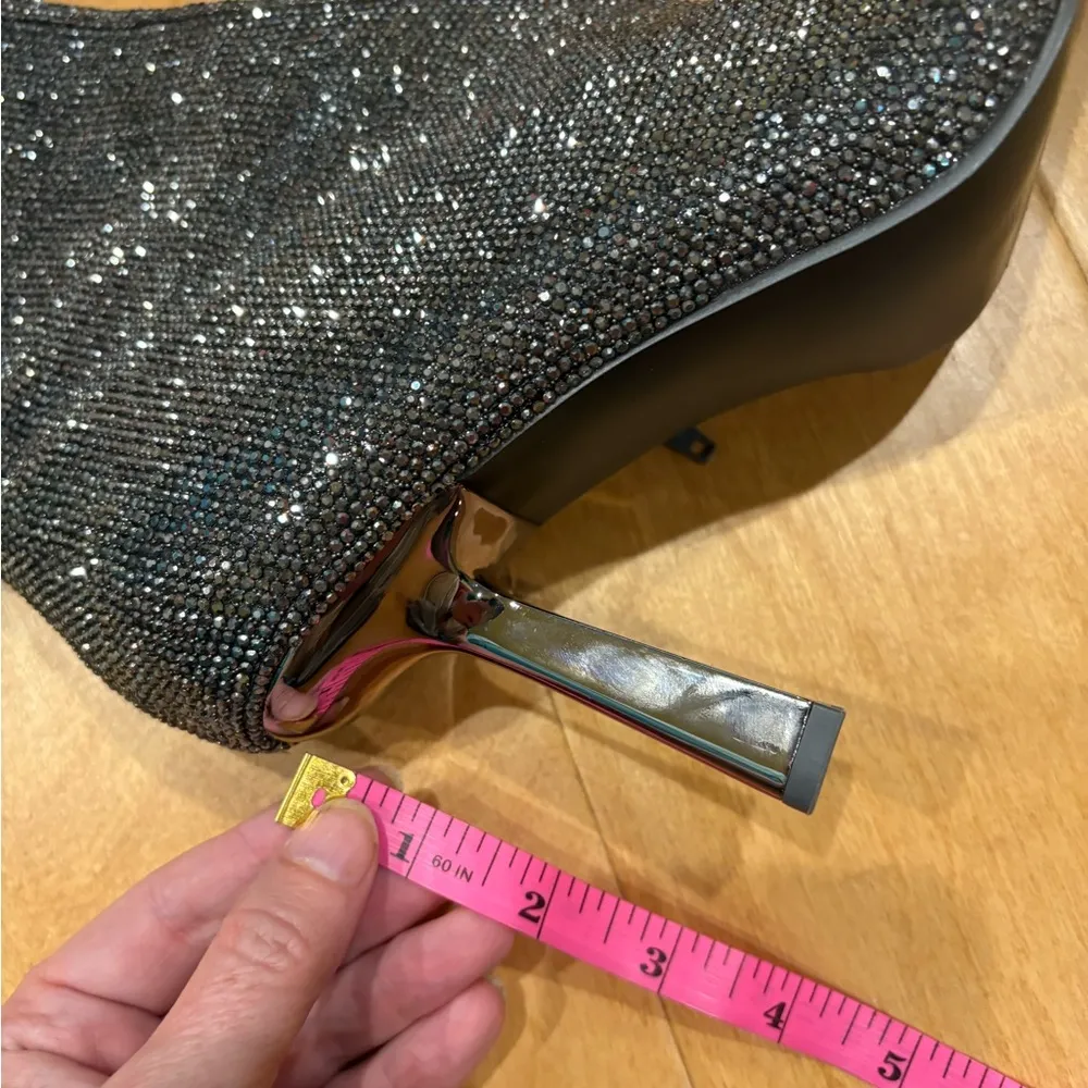 Steve Madden Vakay black silver rhinestone stiletto heel bootie boot sz 8.5 new - Image 5