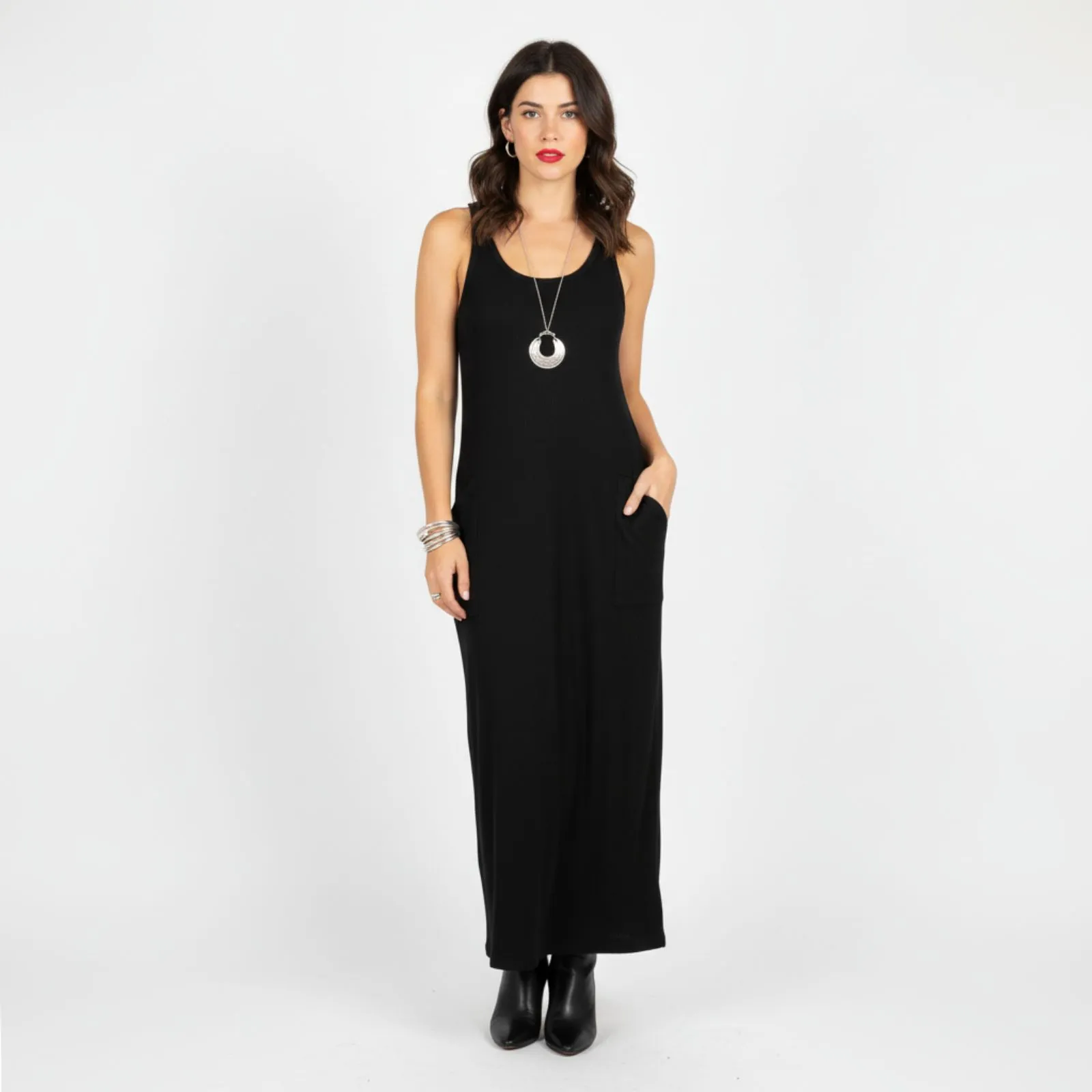 H&M Black Sleeveless Ribbed Maxi Tank Dress S NEW - Image 6
