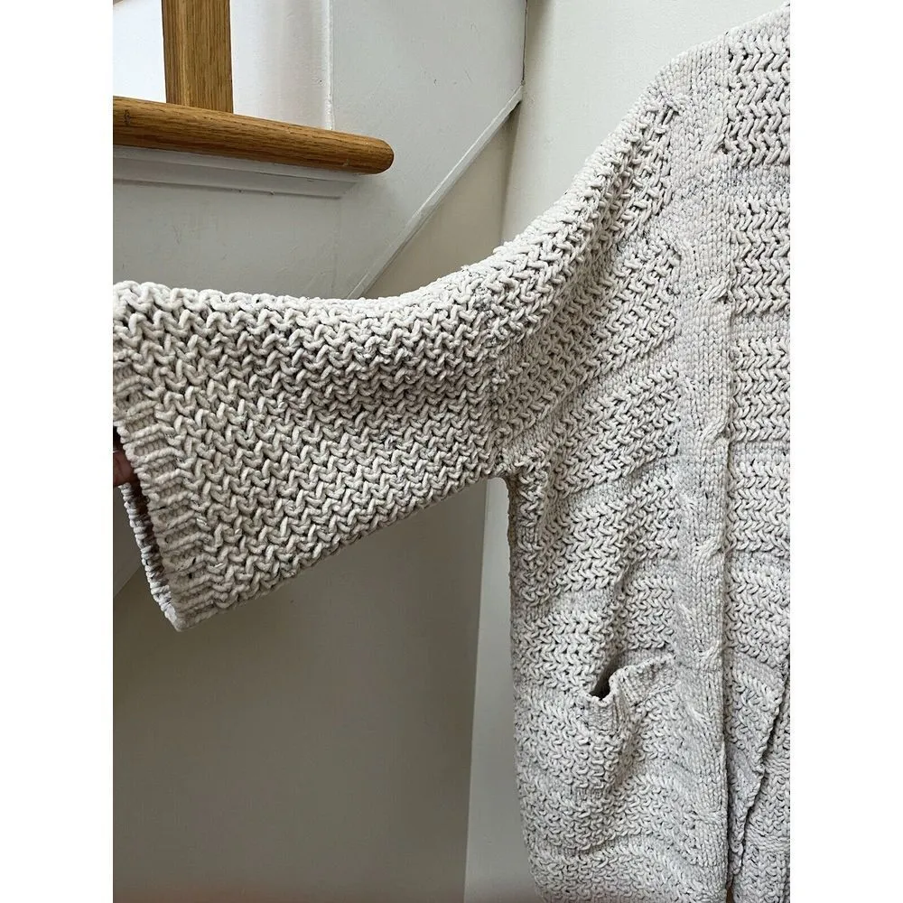 The Korner Open Knit Open Front Pockets Oversized Soft Longline Cardigan Size XS Tan - Image 6