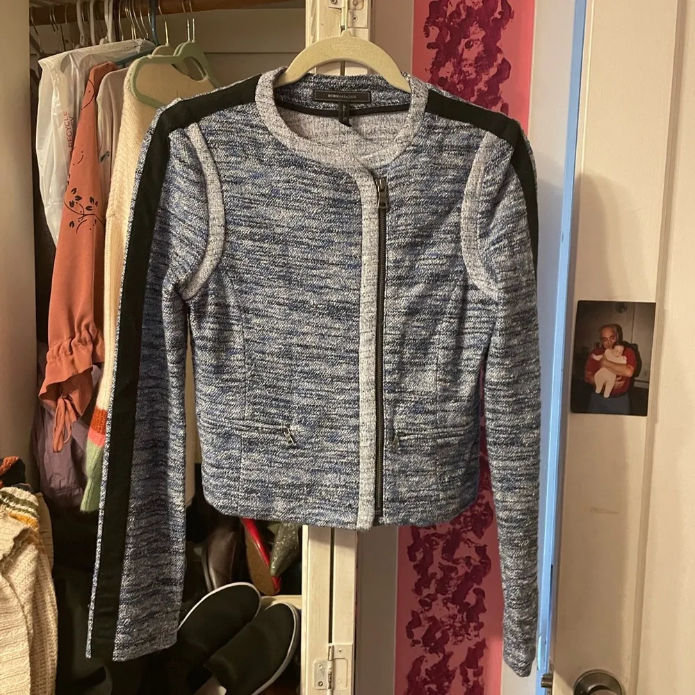 BCBGMAXAZRIA BLUE TWEED KEVIN JACKET - Image 3