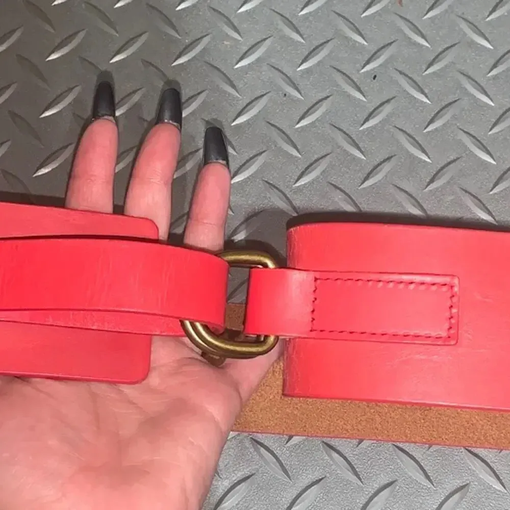Y2k gap leather low rise coquette red loop belt boho spring leather classic - Image 3