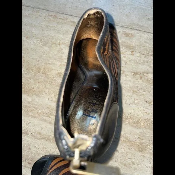 Reba Womens 7 Briell Black Cow Fur Leather‎ Peep Toe 5" Heel Booties Boot Shoes - Image 5