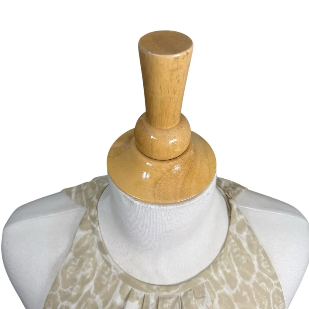 NWT Carlisle Beige White Animal Print Halter Neck Silk Blouse US 10 - Image 8