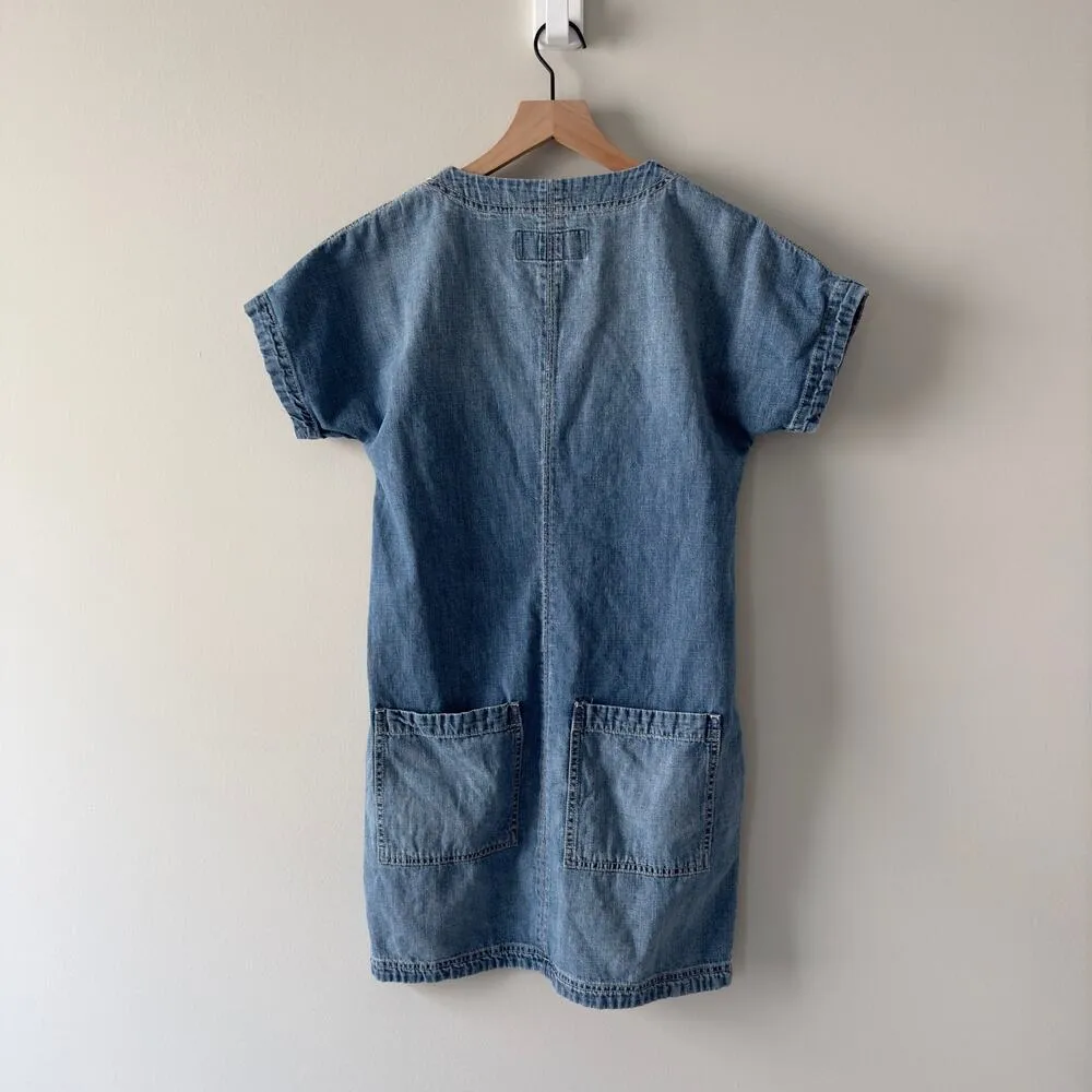 Lucky Brand Y2K Vintage Lace Up Dress Mini Denim Jean Short Sleeve 100% Cotton - Image 2