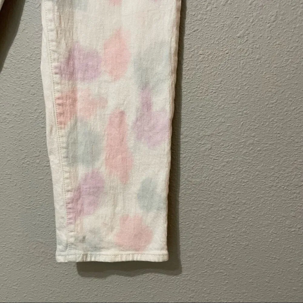Universal Thread Vintage Straight White Pink & Blue Jeans Womens 2 Polka Dot - Image 2