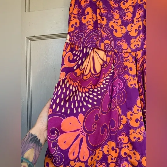Collective Concepts orange purple tank dress medium Cloud Retro Bold Paisley‎ - Image 4
