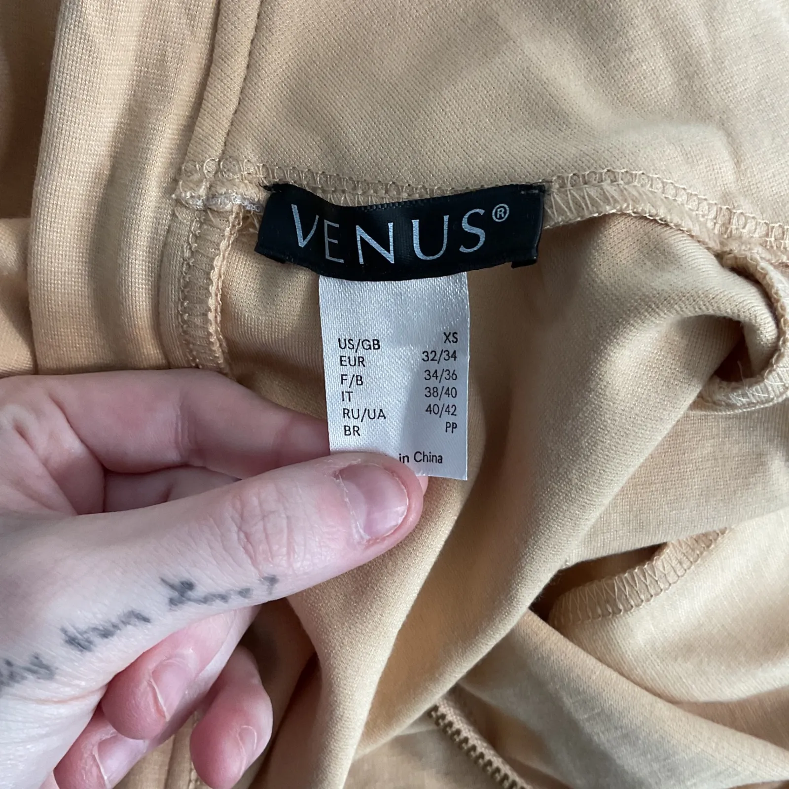 Venus Bell Sleeve Mock Neck Mini Dress Peach S - Image 4