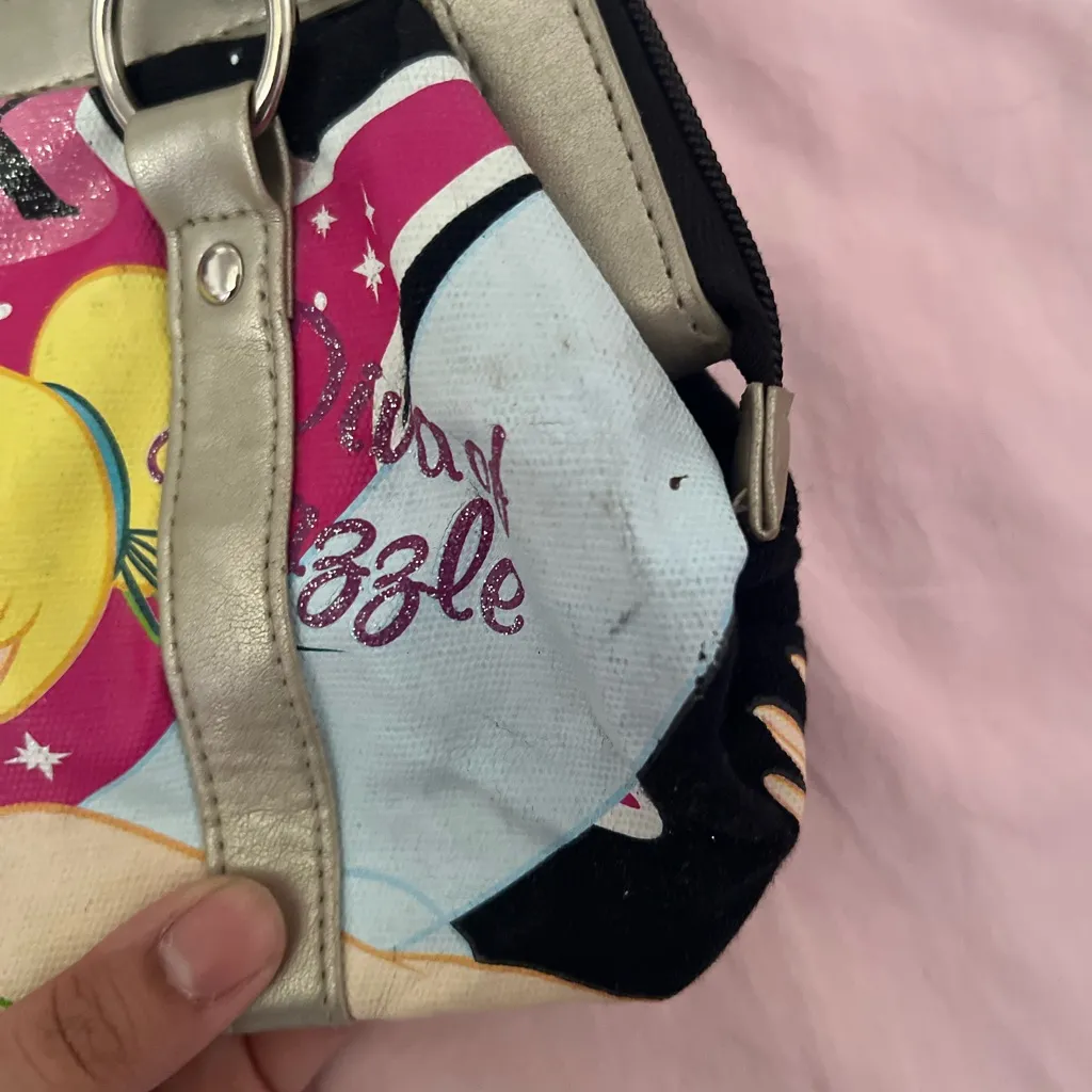 Disney Tinkerbell Graphic Handbag - Black and Silver - Image 2