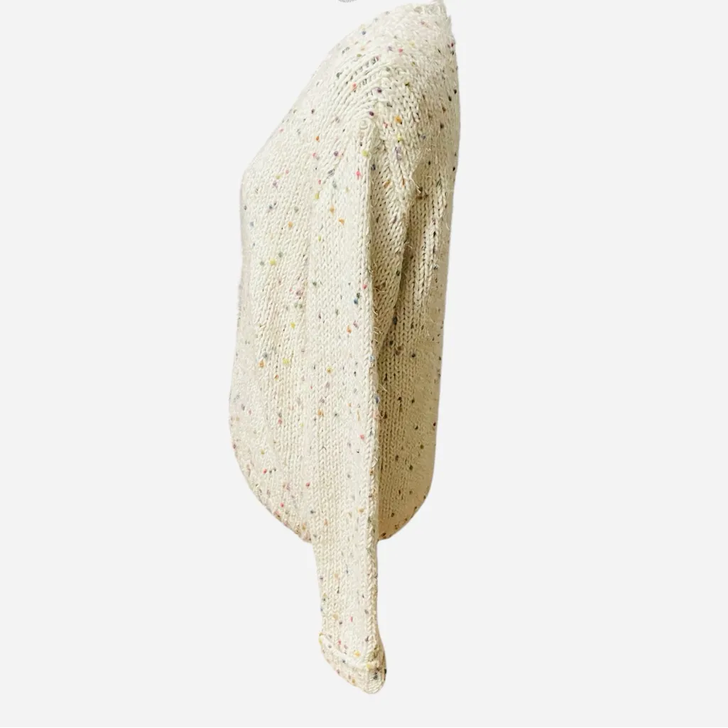Doe & Rae Cream Confetti Knit Sweater Pullover Long Sleeve V-Neck Women’s Size L - Image 7
