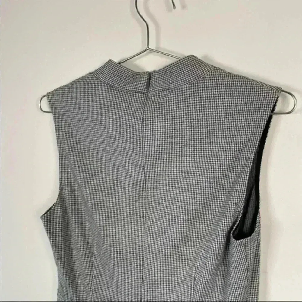 Kate Spade Black And White‎ Gingham Print Deep V Sleeveless Sheath Dress - Image 5