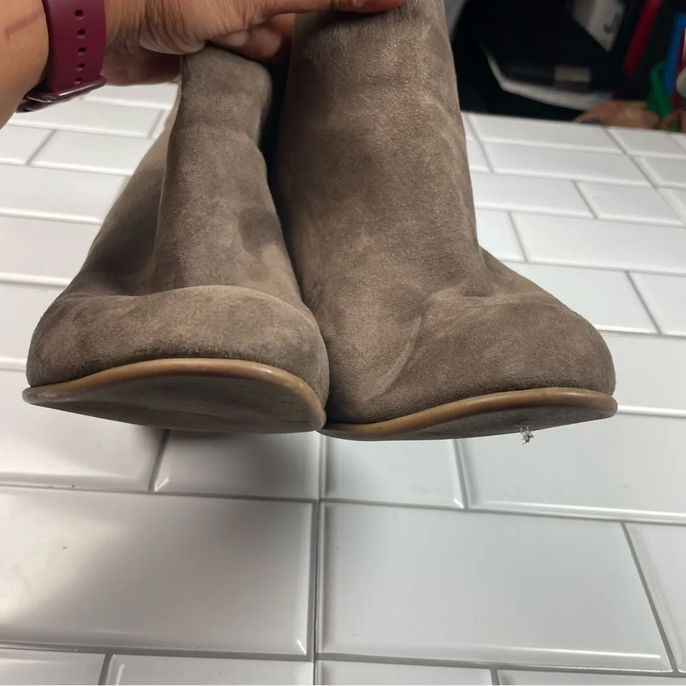 Gap  Chunky Heel Ankle Suede‎ Boot Taupe - Image 6
