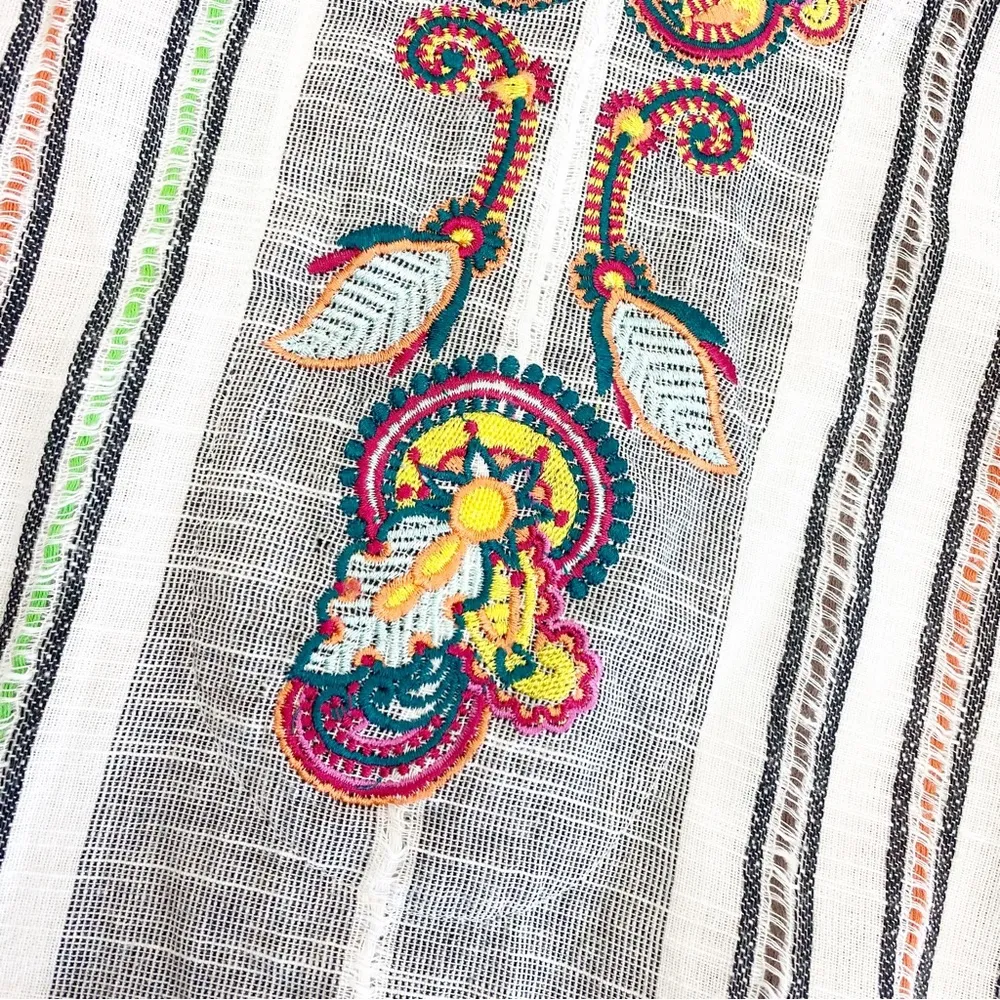 NEW Soft Surroundings Brookhaven Aruba Floral Embroidered Longline Cotton Tunic - Image 10