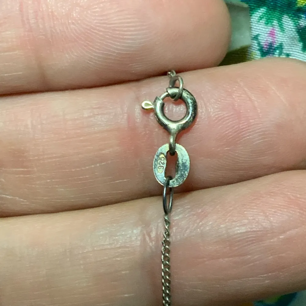 Sterling Silver Necklace with Mini White Stone - Image 4