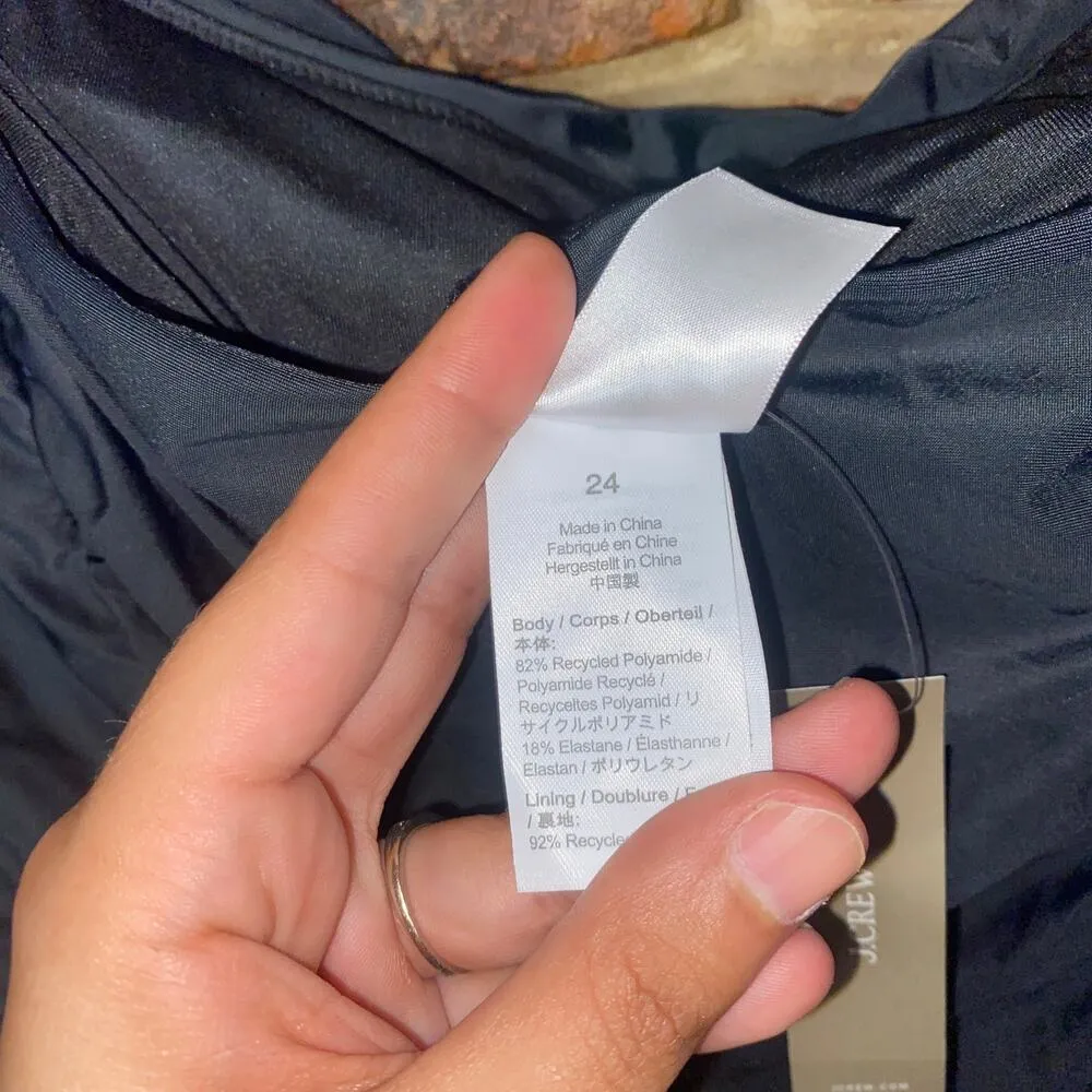 NWT J. Crew Black Ruched Square Neck One-Piece Swim Bathing Suit Women's Size 24 - Image 6