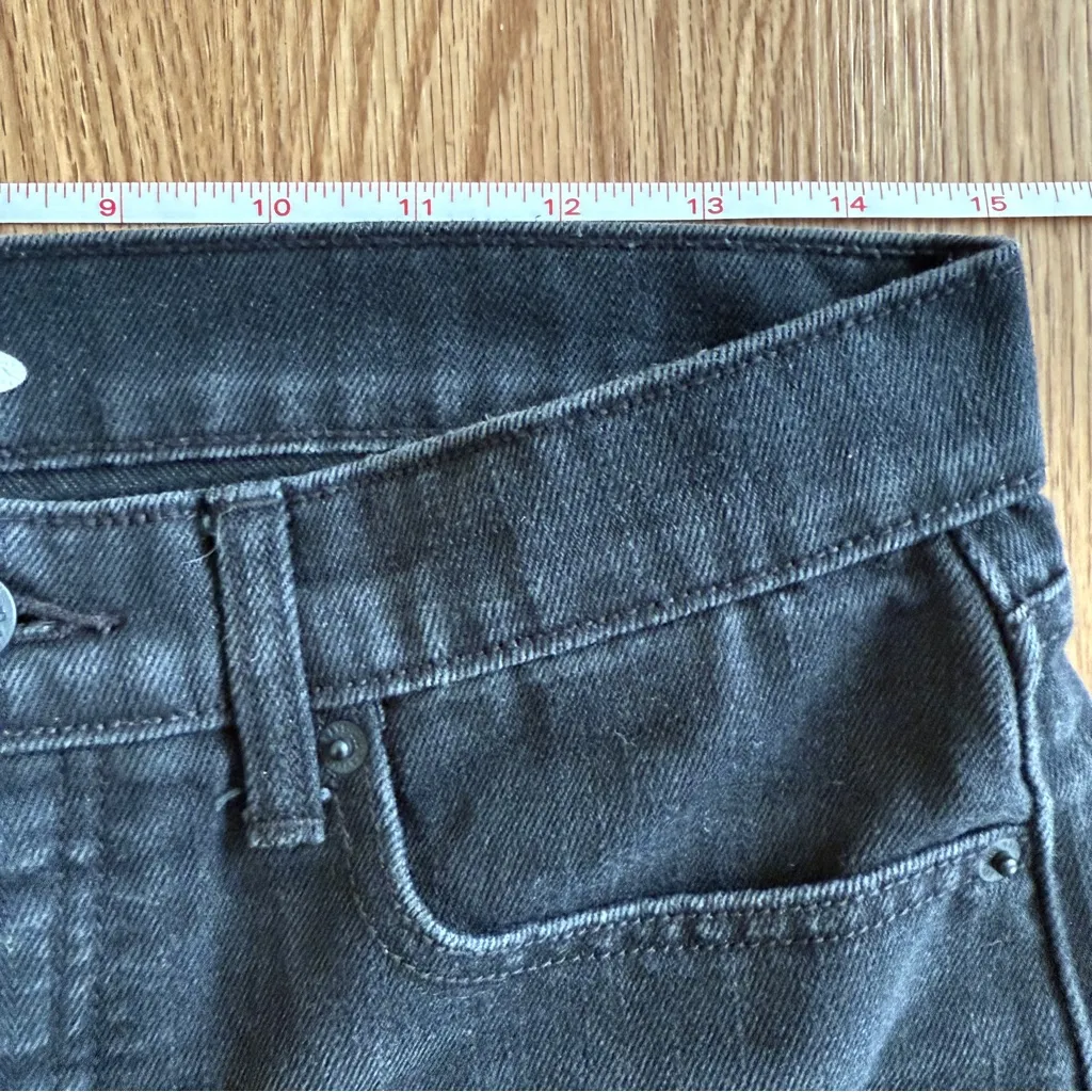 Extra High-Waisted Sky-Hi Straight Hidden Button-Fly Rigid Black Jeans Women Sz8 - Image 8