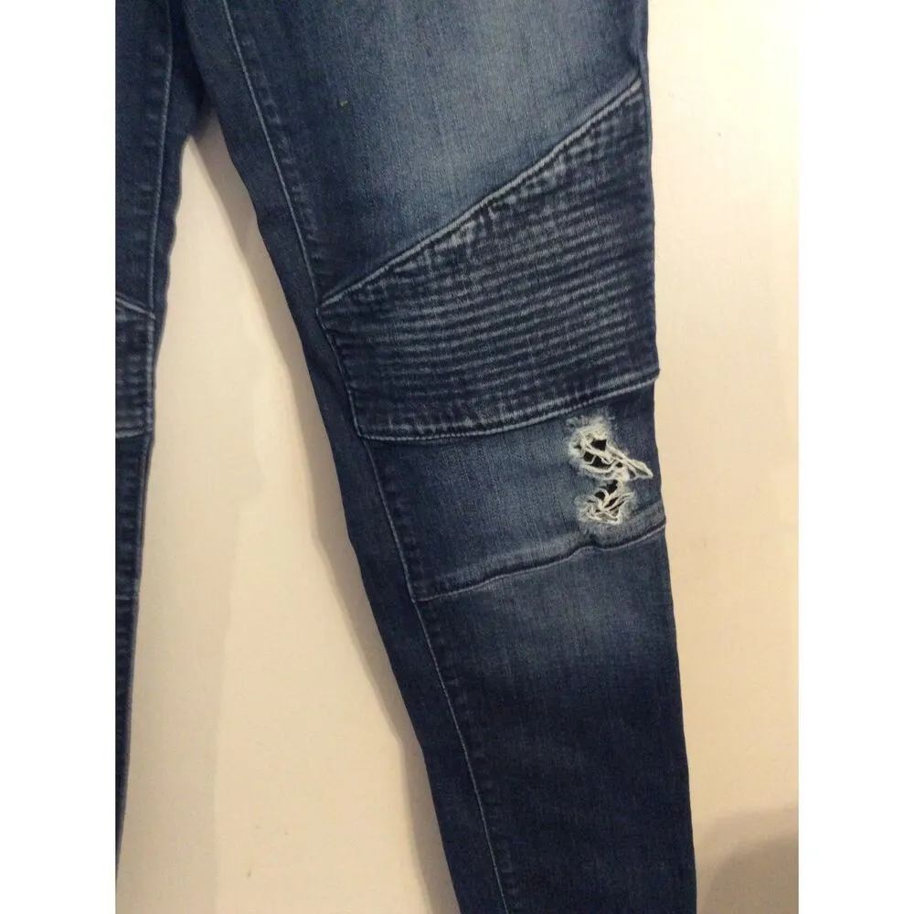 Kancan 27W Skinny Ripped Jeans Destroyed Womens Raw Hem Blue Size 27 - Image 3