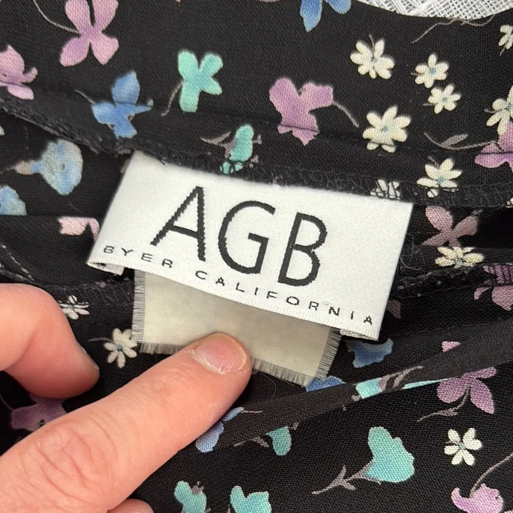 AGB Byer California Y2k Whimsical Floral Knee Length Skirt Black Size XS - Image 4