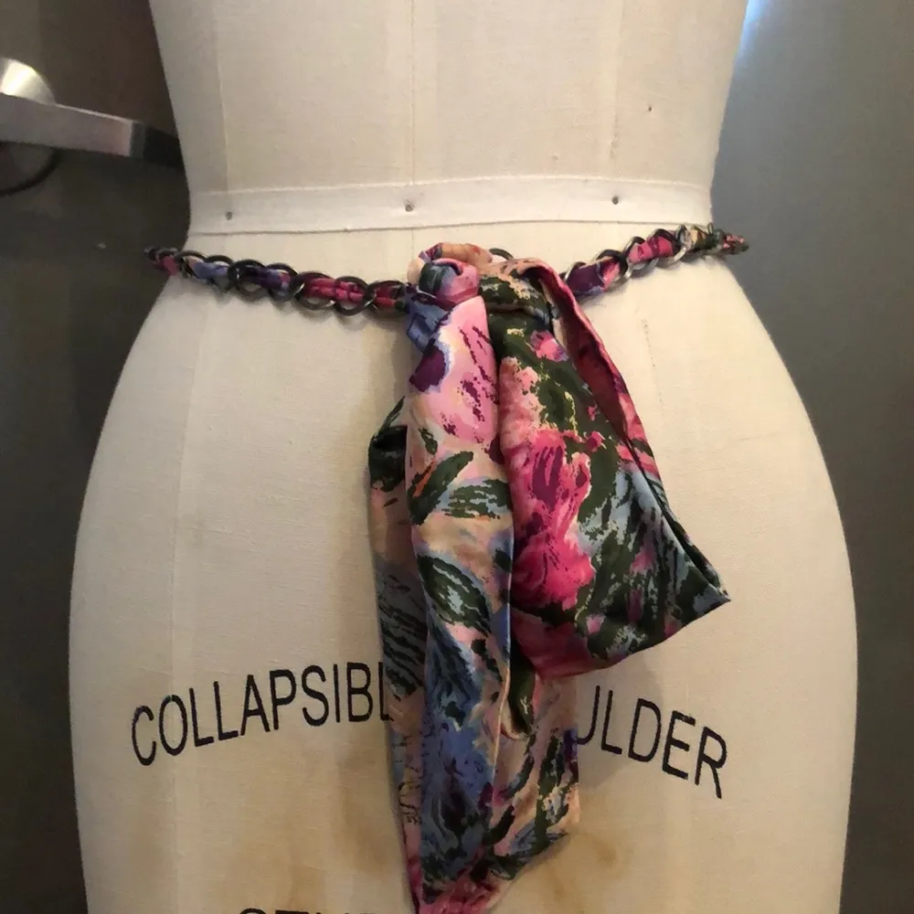 Anthropologie chain silk scarf necklace - Image 4