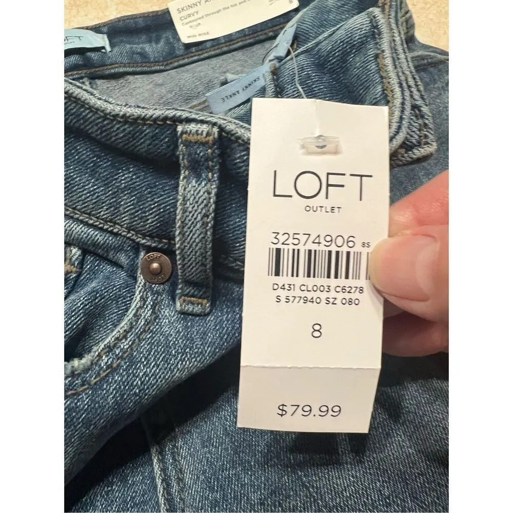 Loft Womans Skinny Ankle/Curvy/ Mid Rise Jeans Sz 8 NWT - Image 5