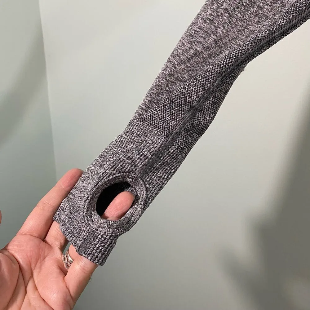 Gymshark Women's Charcoal Grey Flex Long Sleeve Crop Top - Image 6