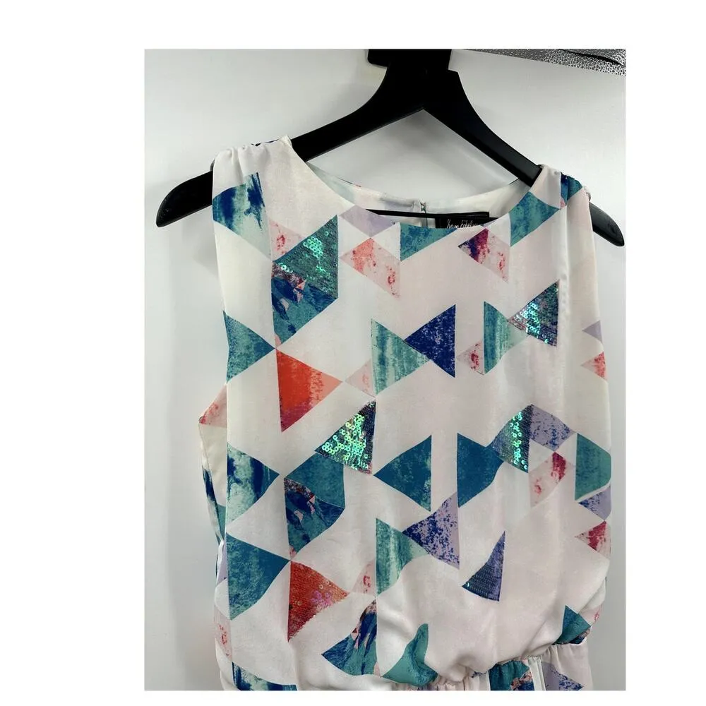 Sam Edleman Fit and Flare Triangle Sequin Watercolor Mini Dress Size Small - Image 2