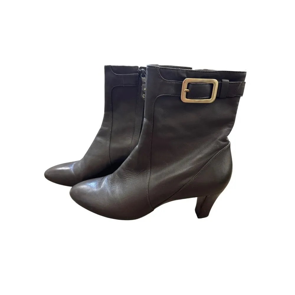 Cole Haan Womens Gray Leather Heeled Ankle Boots Size 7B SKU 6868 - Image 3