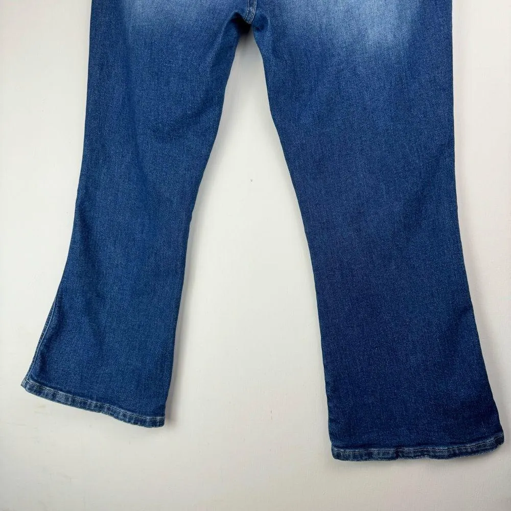 Kancan Womens Crop Kickboot Flare Jeans Sz 31 Dark Wash Stretch Denim Blue - Image 12