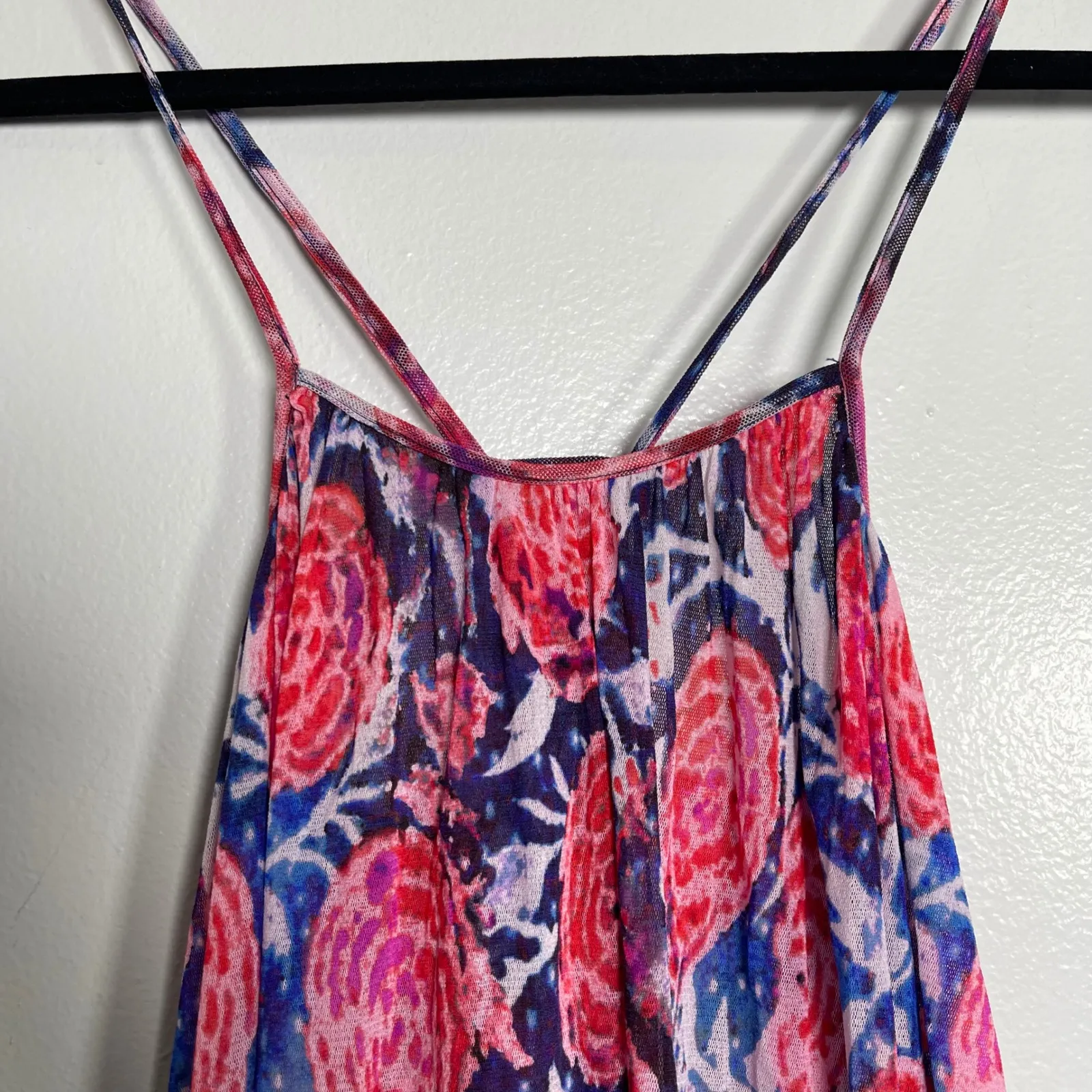 FUZZI Floral Print Tiered Maxi Dress Medium Multicolor NEW Sheer Italy Pink - Image 2