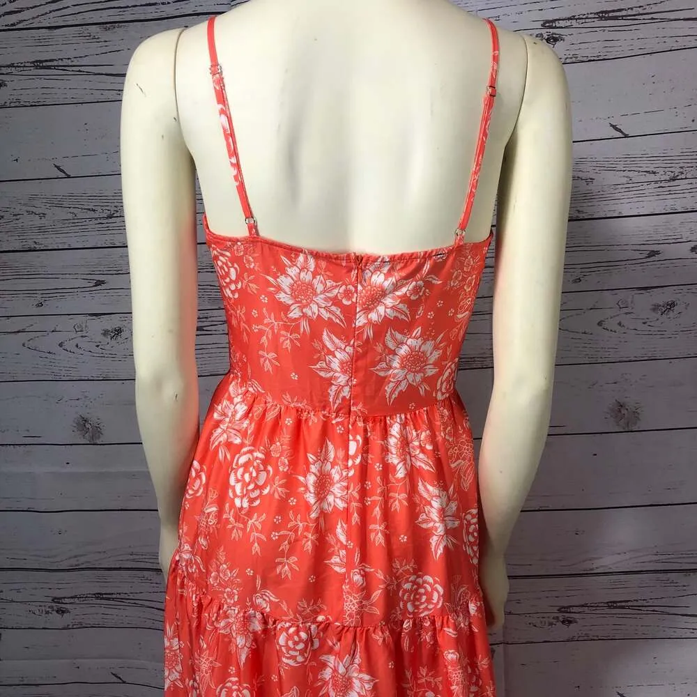 Willy Bazar orange & white floral maxi dress With spaghetti straps size small - Image 10