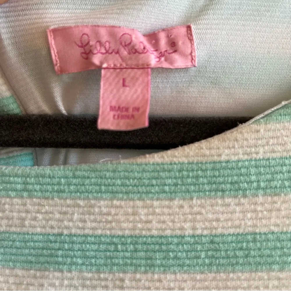 Lilly Pulitzer Dress Lana Cap-Sleeve Engineer-Striped Dress Poolside Blue L GUC - Image 6