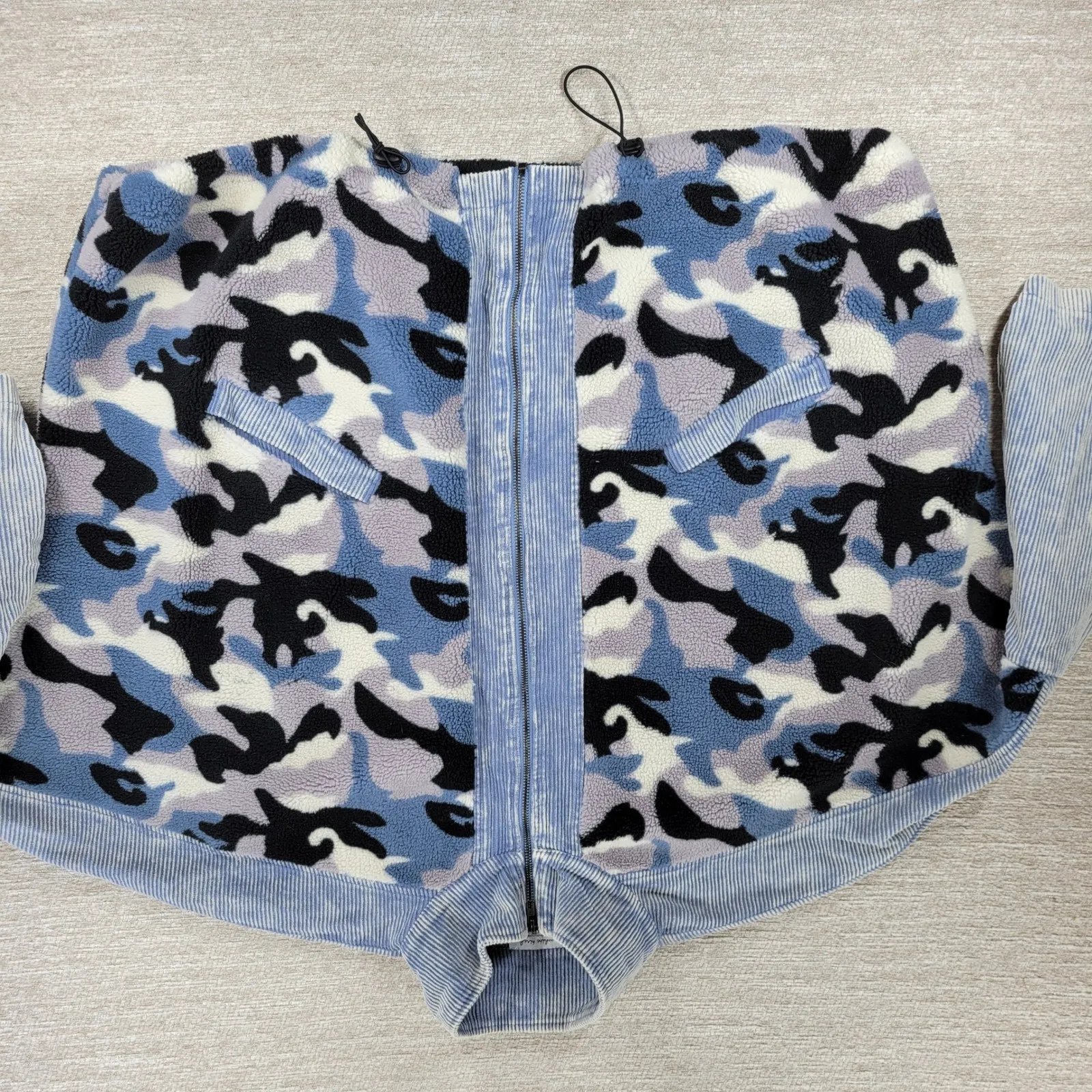 White Birch  Blue Camo Corduroy Jacket 2X Dolman Sleeve Full Zip - Image 7