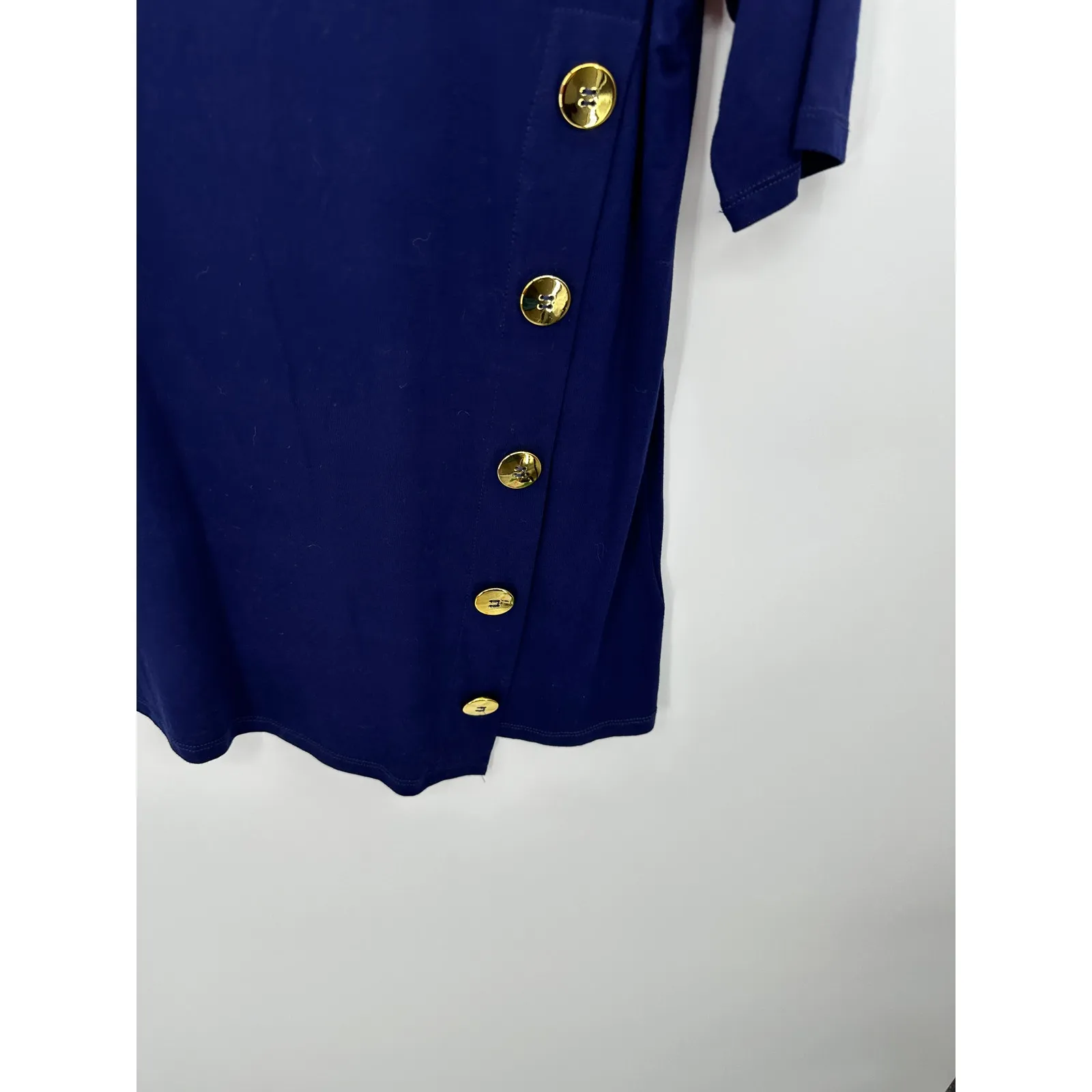 Cable & Gauge Navy Blue Gold Half Sleeve Viscose Blend Top Shirt Women S NWT - Image 3