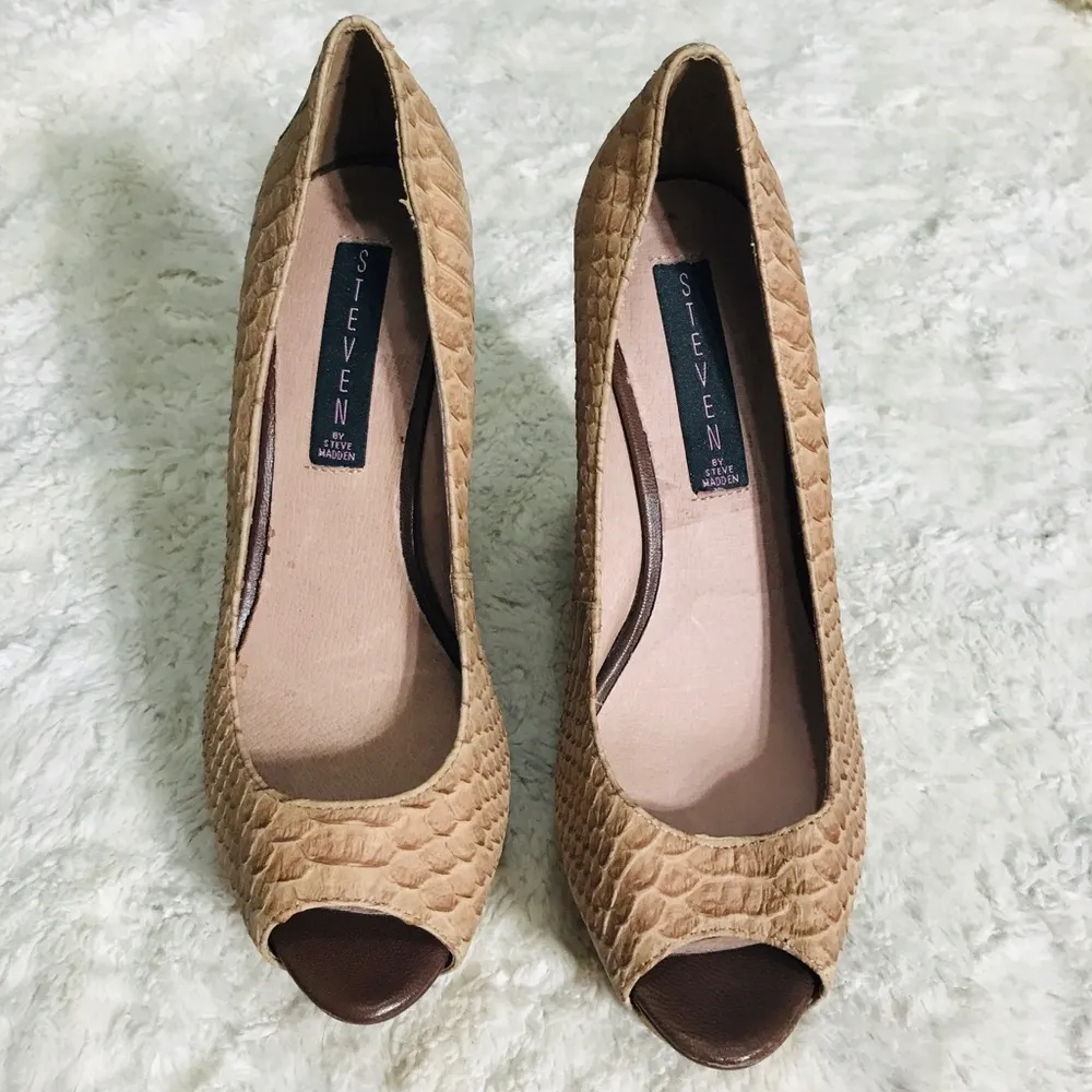 STEVEN Noisey Platform Pumps Size 7.5 Chunky Neutral Statement Shoes - Image 2