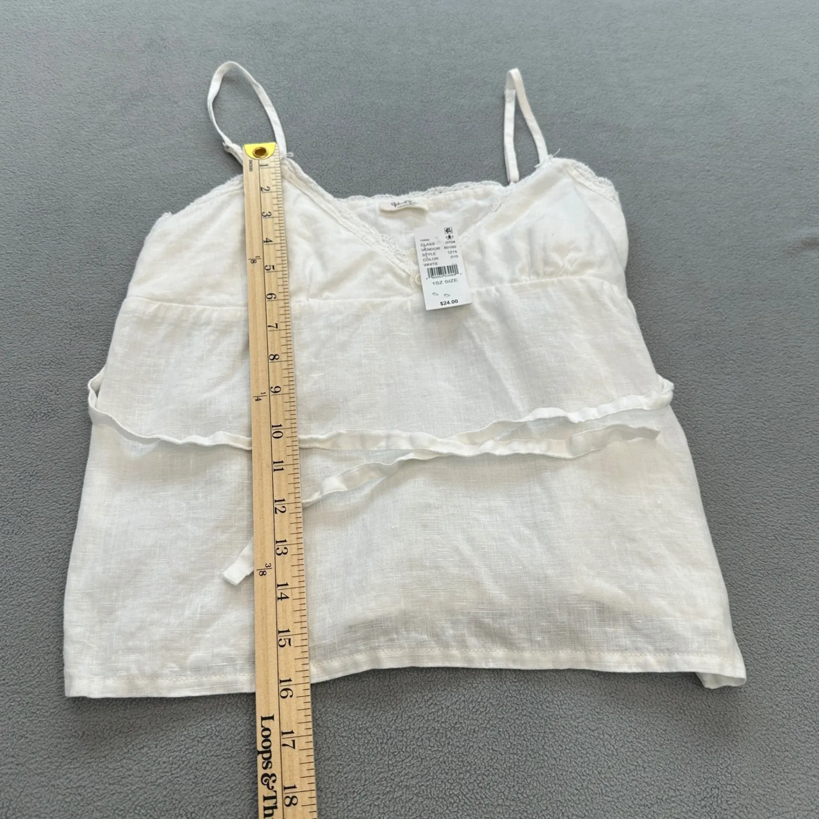 John Galt Tank Top One Size White Linen Cami Lace Trim Brandy Melville Pacsun - Image 5