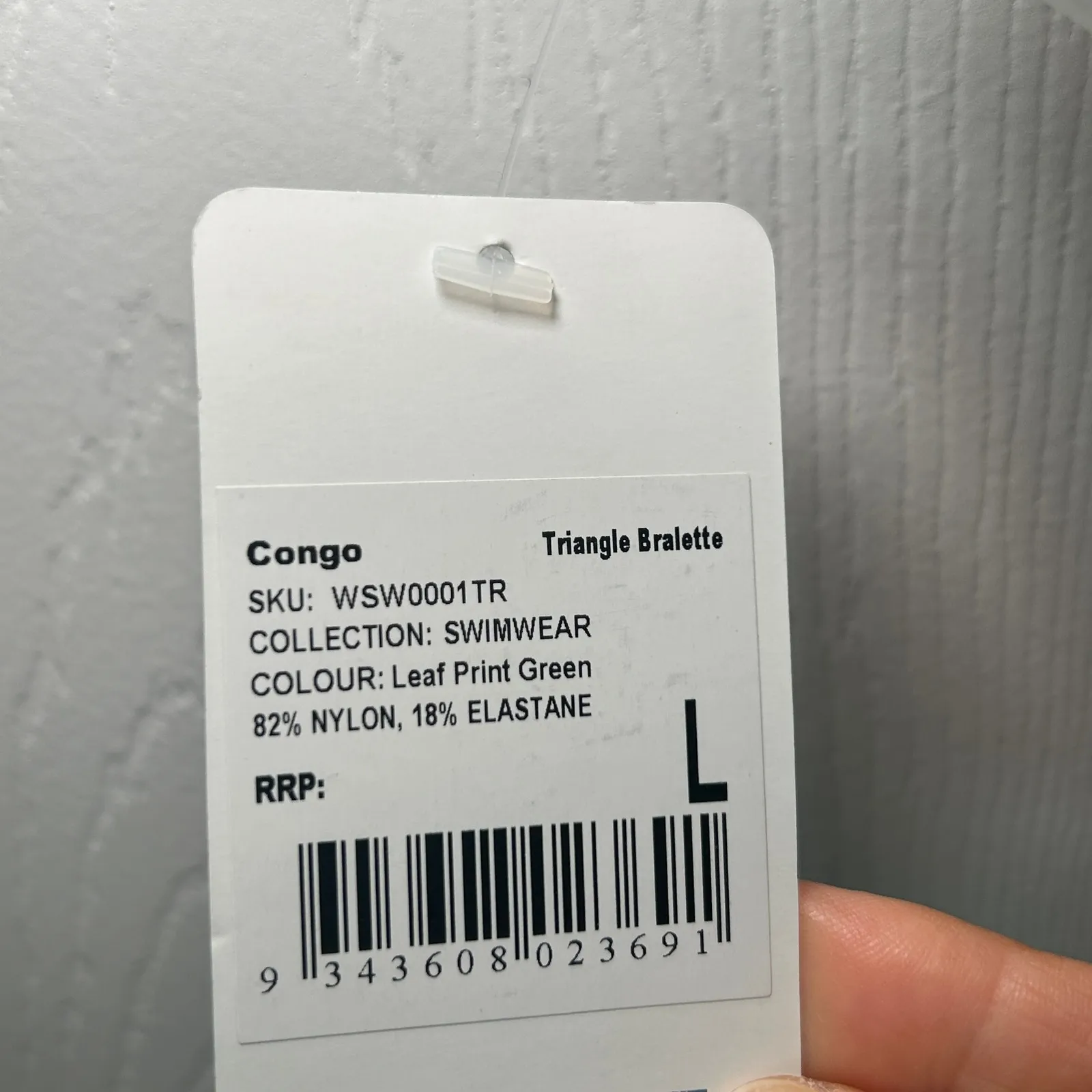 NWT Mosmann‎ Congo Triangle Bralette Swimsuit Leaf Print Green White Size L Size L - Image 5