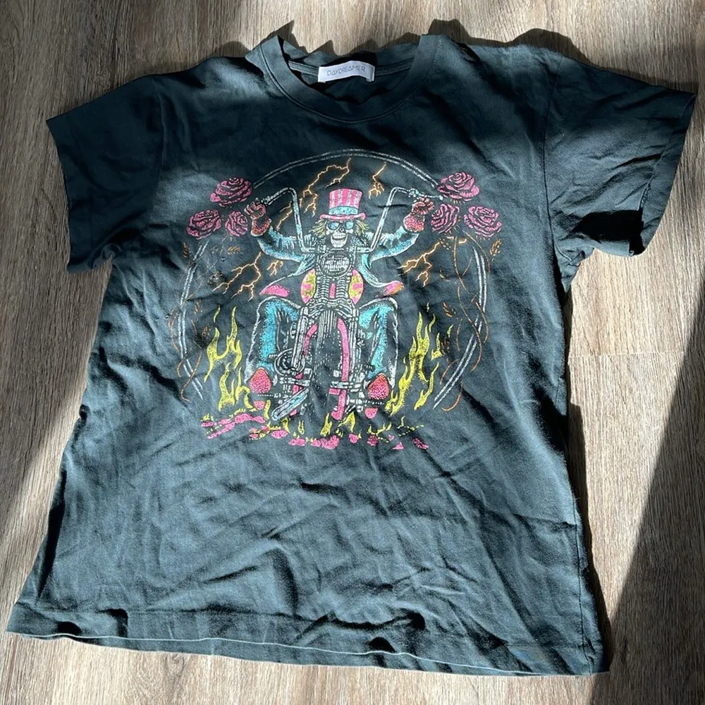 Daydreamer  “Just Passing Through” Skeleton Motorcycle Distressed Tee - Image 11