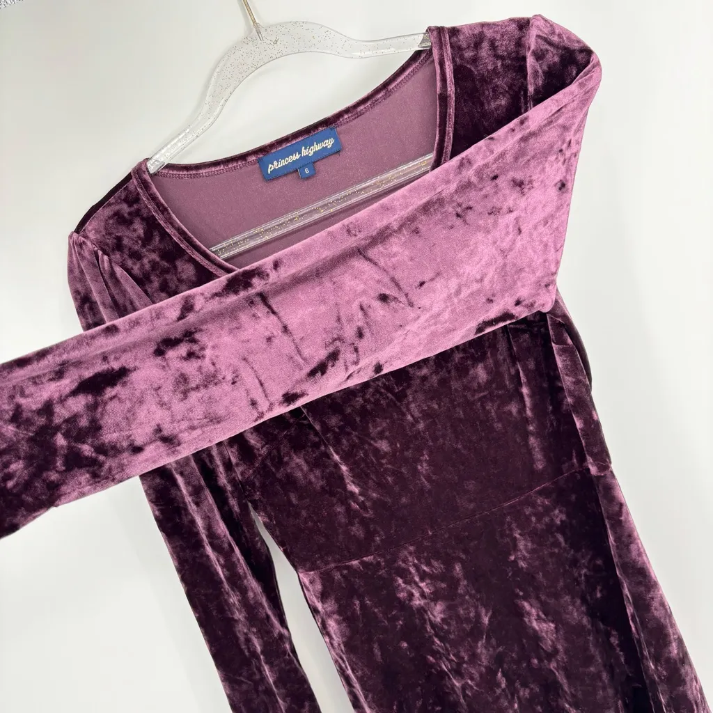 Princess Highway Crushed Velvet Dress Size 6 Plum Purple - Image 7