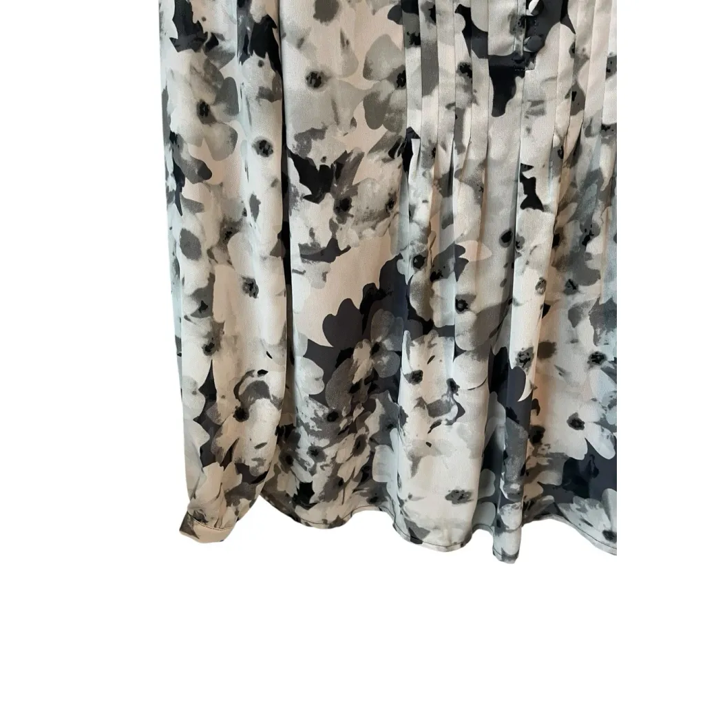 Saint Tropez West Blouse Women's Small Sheer V-Neck Floral Long Sleeve Buttons - Image 4