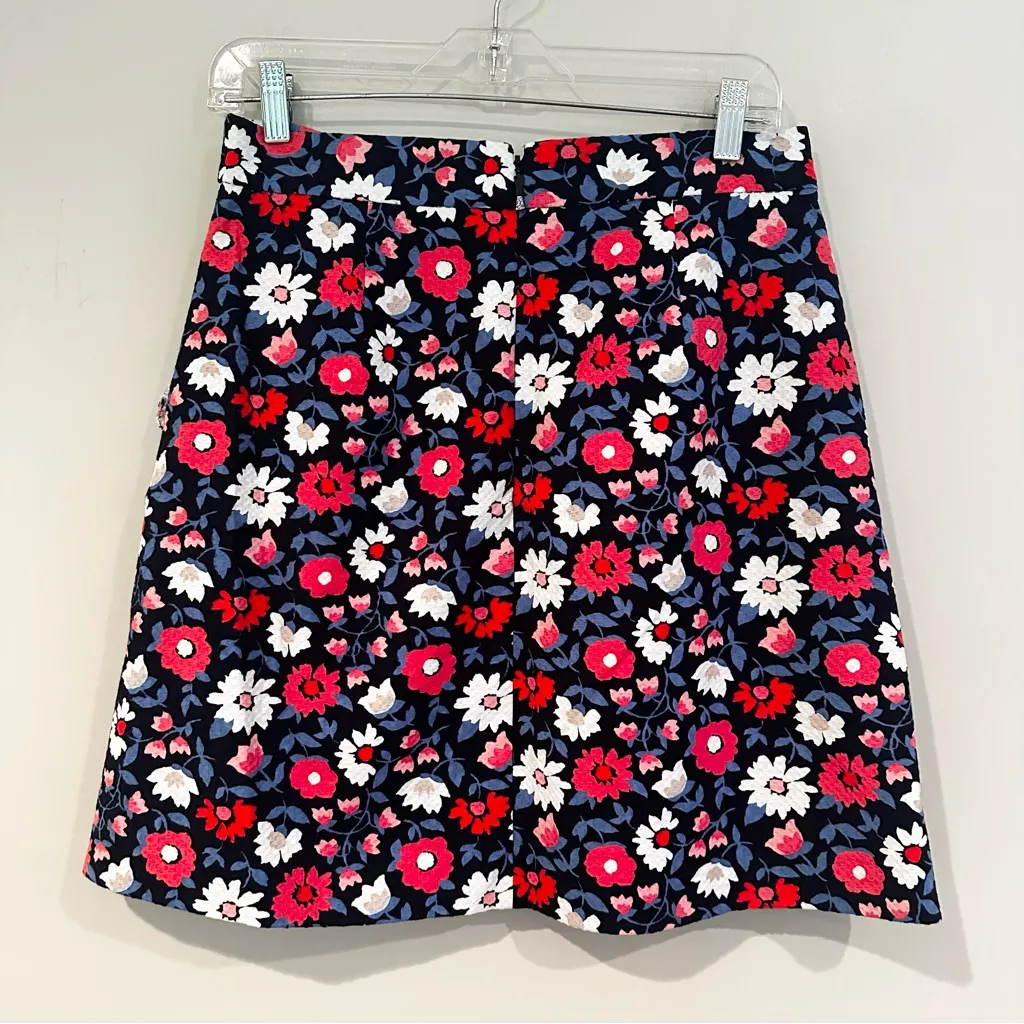Kate Spade Shore‎ Thing Daisy Jaquard A-Line Skirt Women's 6 Navy Pink Casual - Image 6