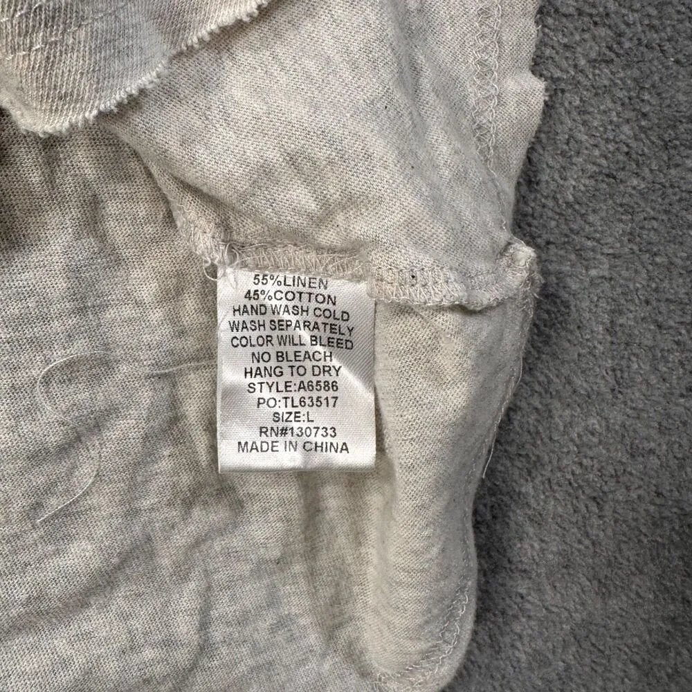 Umgee Short Sleeve Cut Off Tee Shirt Women's Large Linen Blend High Low Top - Image 6