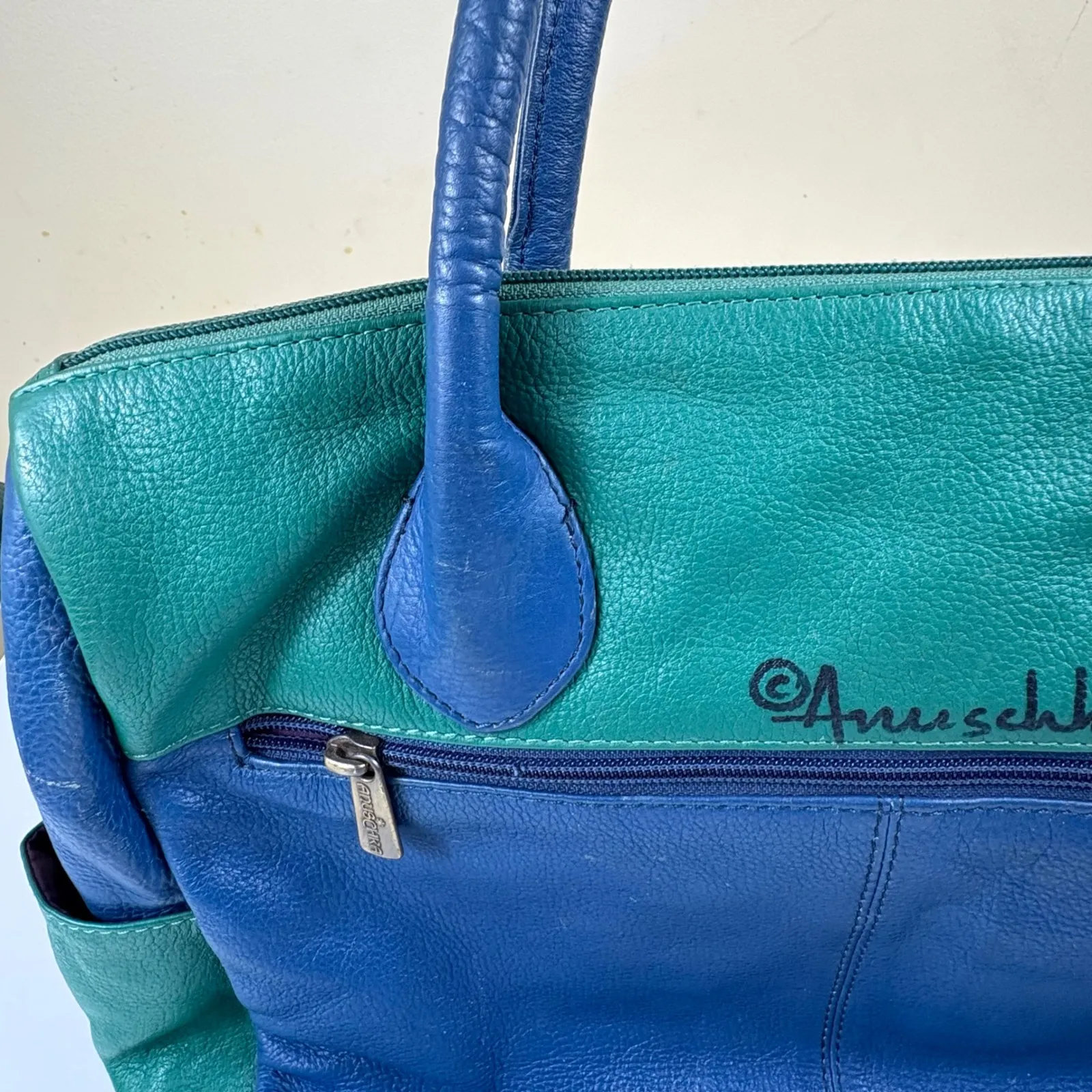 Anuschka Hand Painted Leather Shoulder Bag Butterfly Floral Satchel Tote - Image 10