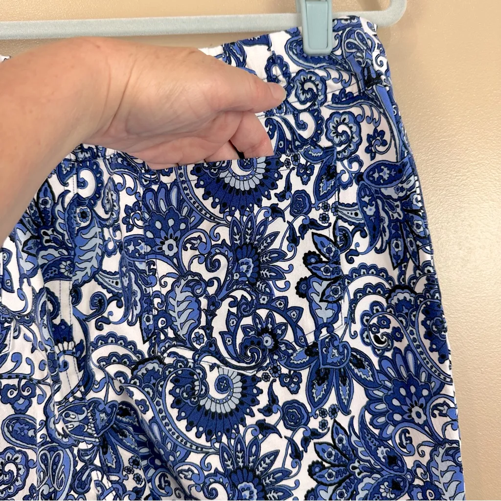 Isaac Mizrahi Live Blue Paisley Floral Ankle Pants 16T Preppy Resort Cruise - Image 5