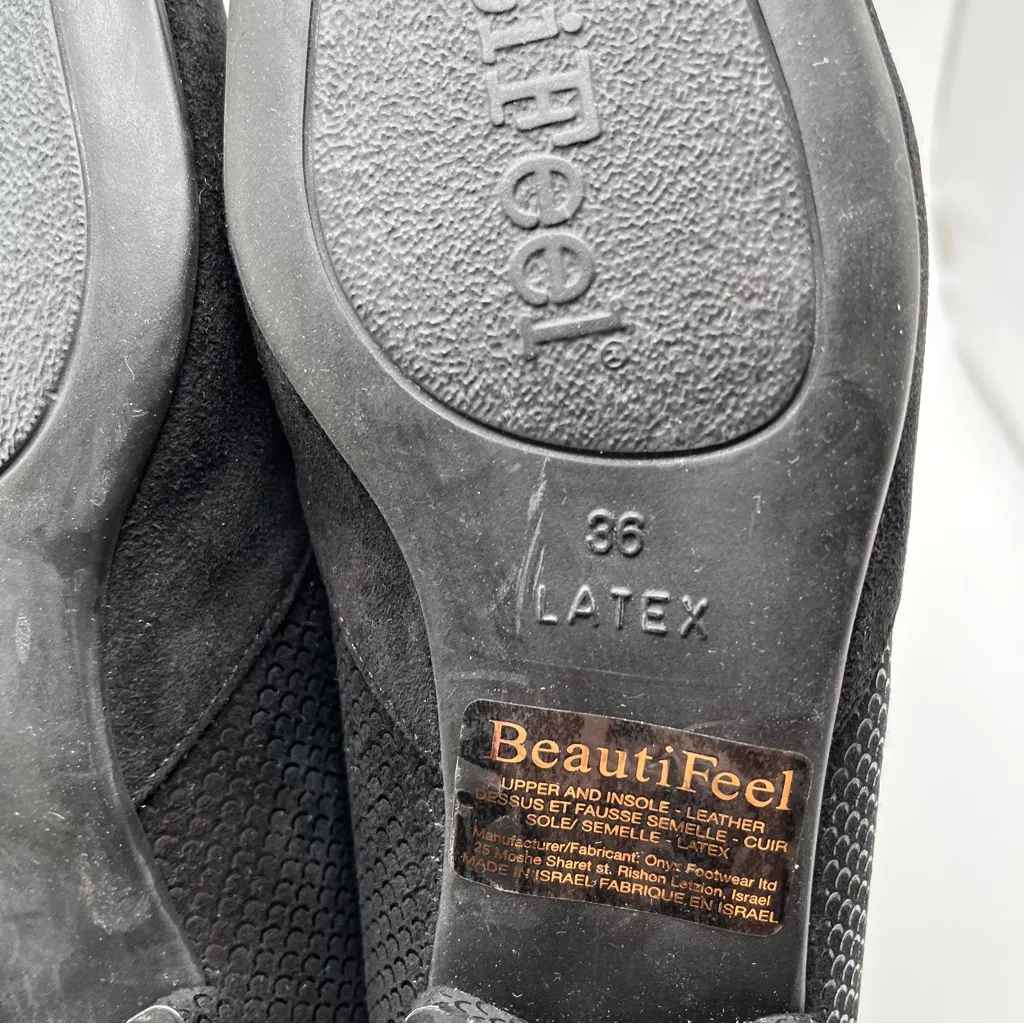 BeautiFeel Saoirse Black Shiny Scale Print Pump Flats Z3088 Size 36 EU US 5 - Image 10