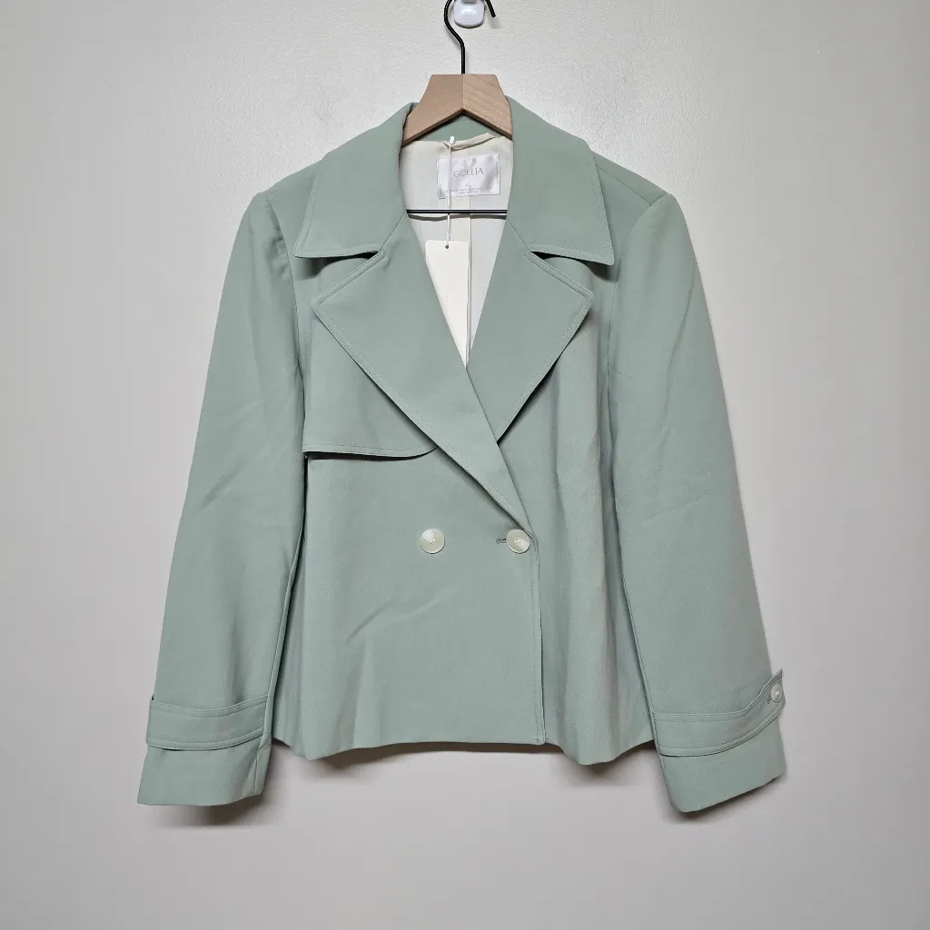 Goelia Womens Mint Green Crop Trench Coat Sz XL US 10 NWT‎ - Image 2