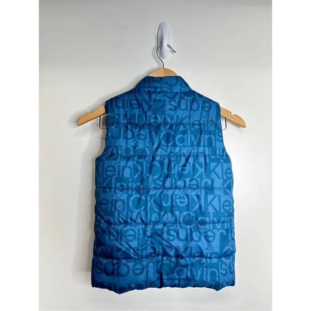 Calvin Klein Jeans Winter Vest Womens Blue Zip Up Size 6 - Image 5