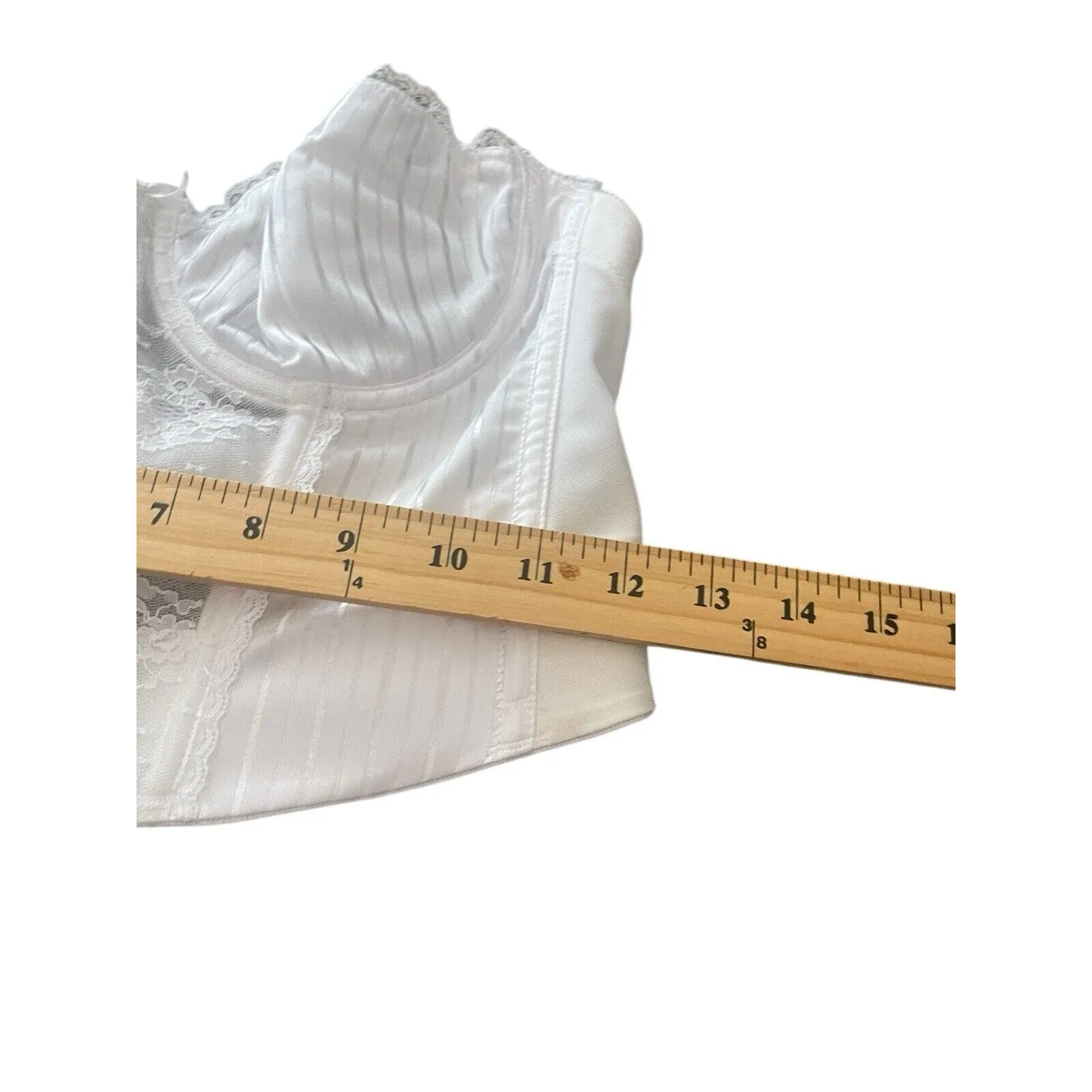 Lady‎ Manhattan Vintage White Romantic Floral Pin Stripe Corset Bra Lingere Size undefined - Image 7
