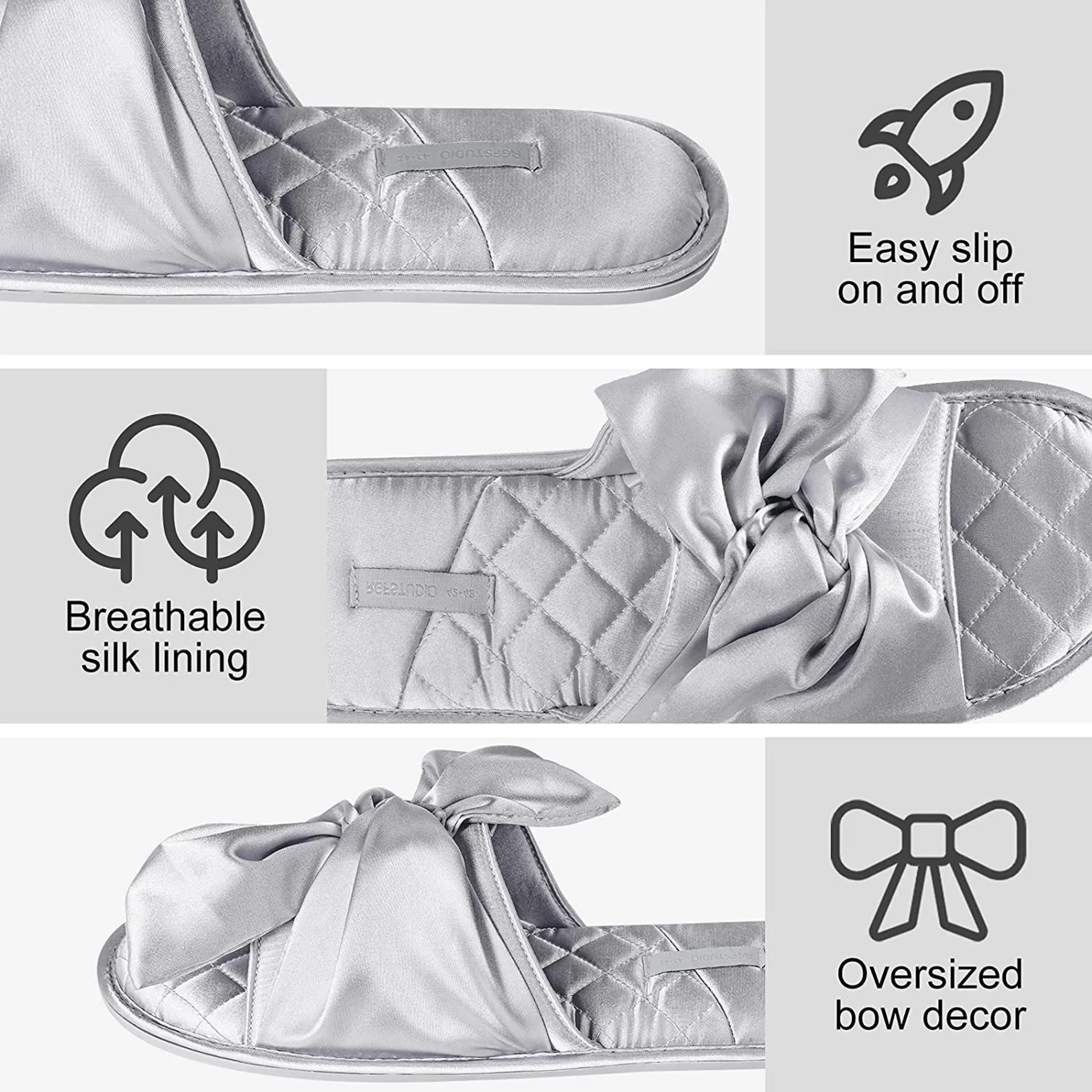 Open Toe Bow Slip On Slides Slippers Sandals Anti - Image 4