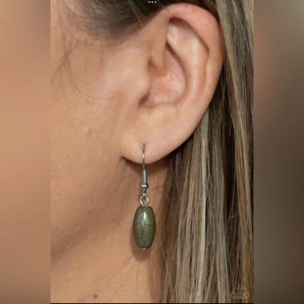 Paparazzi  Explore The Elements Olive Green Stone Necklace Set - Image 2