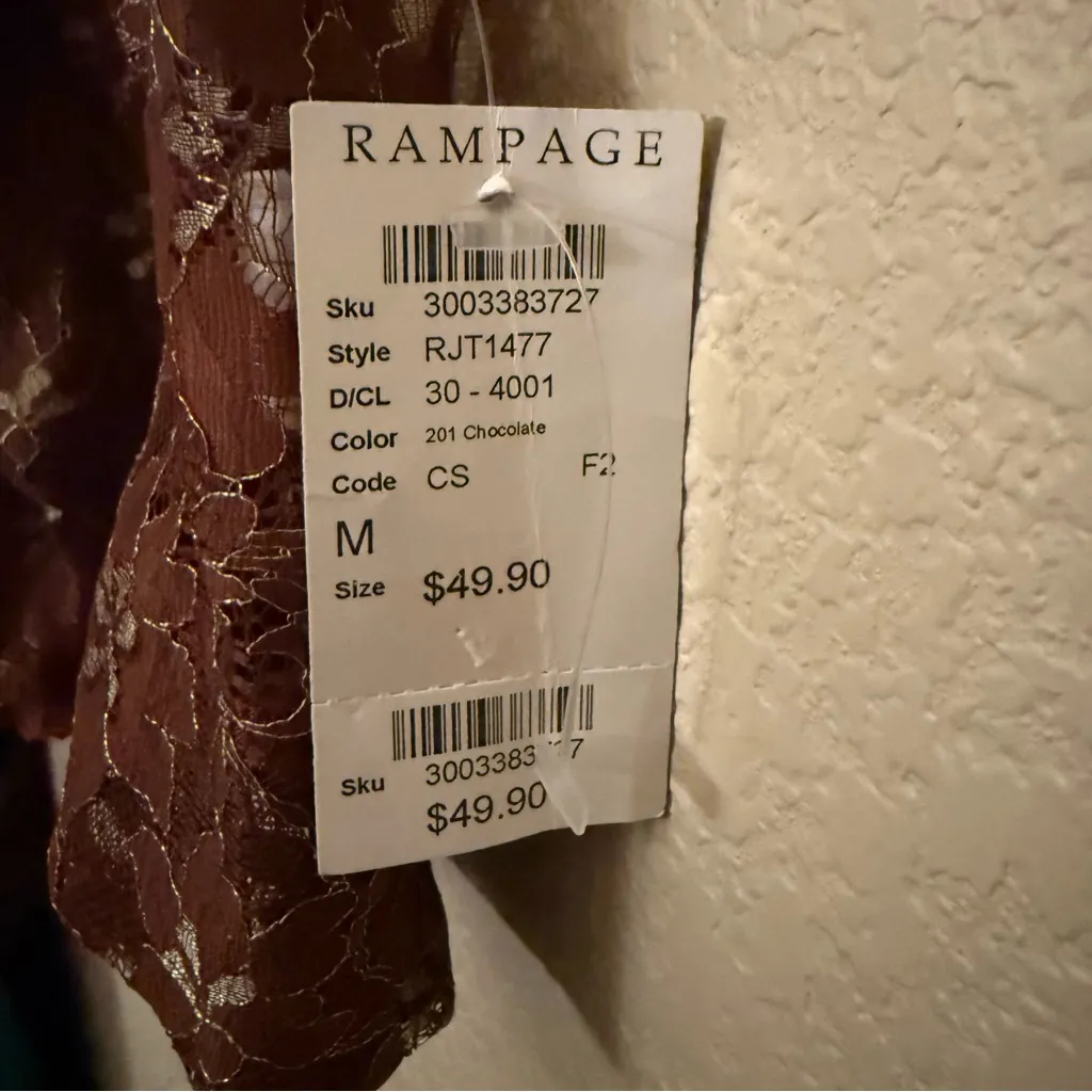 Y2K Floral Lace Women Bolero Brown Size M - Image 3