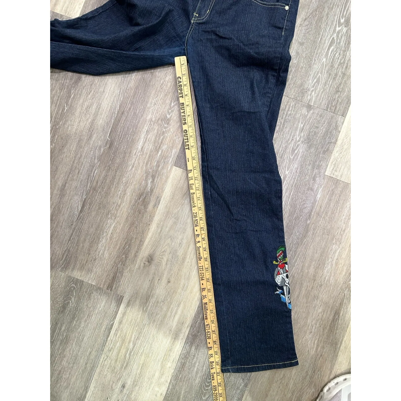 Ed Hardy Straight Leg Embroidered Tattoo You Jeans Y2K Womens Size 13/14 34 x 30 - Image 6